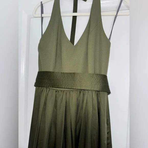 Vera Wang WHITE Green V-Neck Maxi Dress Formal Bridal 4 - Picture 5 of 7